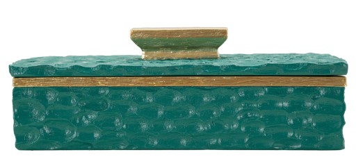 Cutie decorativa Grent, Mauro Ferretti, 18.8x10.8x6.4 cm, polirasina, verde/auriu