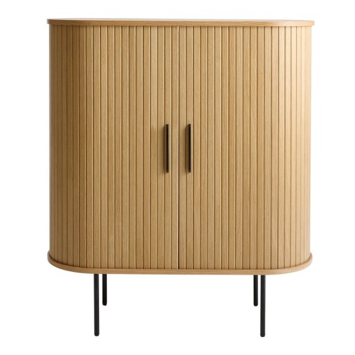 Dulap vinotecă în culoare naturală cu aspect de lemn de stejar cu ușă glisantă 100x118x40 cm Nola – Unique Furniture