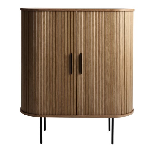 Dulap vinotecă maro cu aspect de lemn de stejar cu ușă glisantă 100x118x40 cm Nola – Unique Furniture