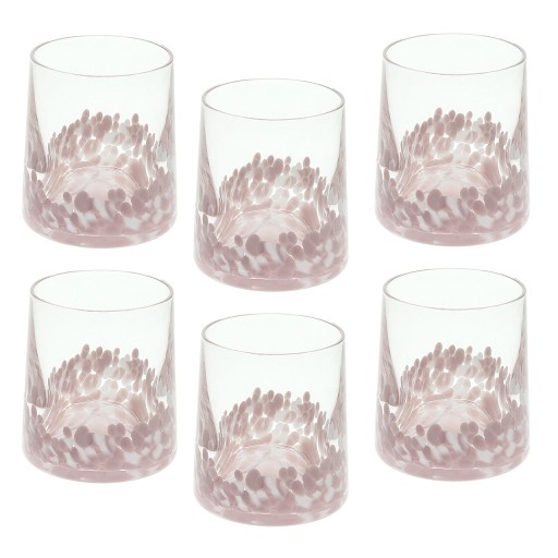 Set 6 pahare Venezia, Andrea Fontebasso, 300 ml, sticla, roz/transparent