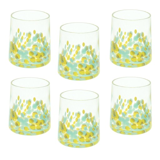 Set 6 pahare Venezia, Andrea Fontebasso, 300 ml, sticla, albastru/galben