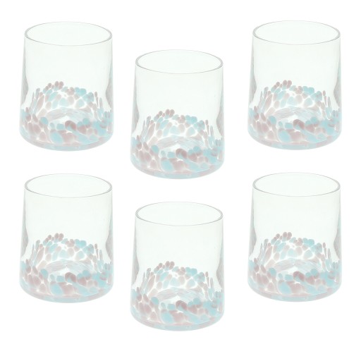 Set 6 pahare Venezia, Andrea Fontebasso, 300 ml, sticla, albastru/roz