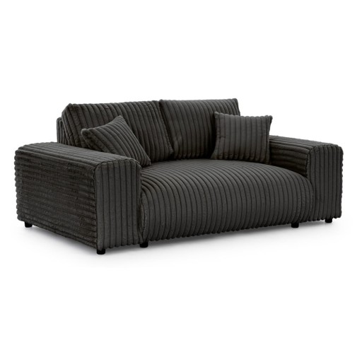 Canapea gri închis cu tapițerie din catifea reiată 178 cm Justin – Ropez