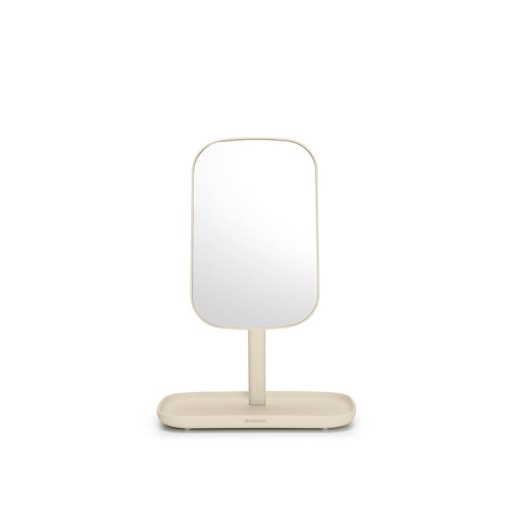Oglinda cosmetica cu tava, Brabantia, Soft Beige, reglabila la 360 grade, factor marire x 5, 20x12.6x28.3 cm, polipropilena, bej