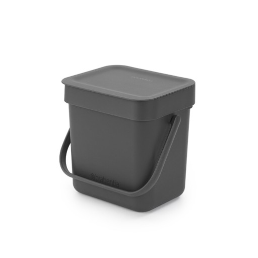 Cos de gunoi, Brabantia, Sort&amp;Go, 3 L, 13.9x18.8x18.1 cm, polipropilena, gri