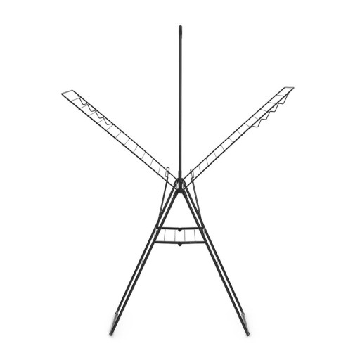 Uscator de rufe cu suport umerase, Brabantia, Hangon Matt, 25 m capacitate de uscare, otel, negru mat