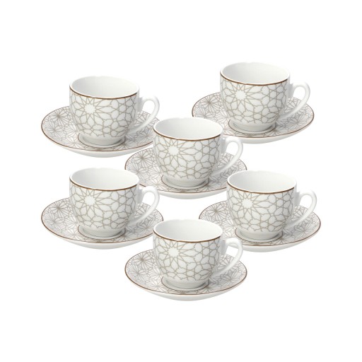 Set 6 cesti de cafea cu farfurie Madison Habana, Tognana, 120 ml, portelan, multicolor