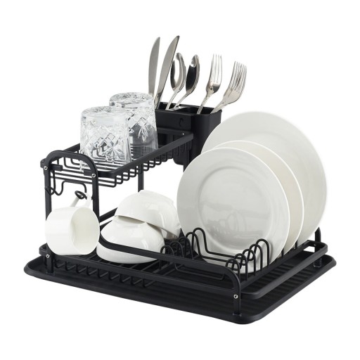 Scurgator de vase cu suport tacamuri Double FR-4028AD, Luigi Ferrero, 43x38.5x22 cm, aluminiu rezistent la rugina