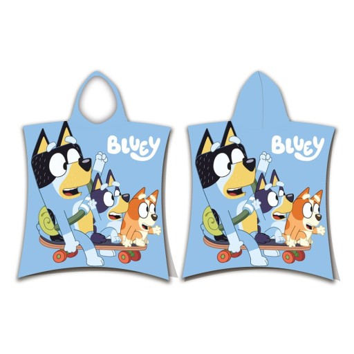 Poncho pentru copii de 3-8 ani, albastru, din bumbac Bluey Skate – Jerry Fabrics