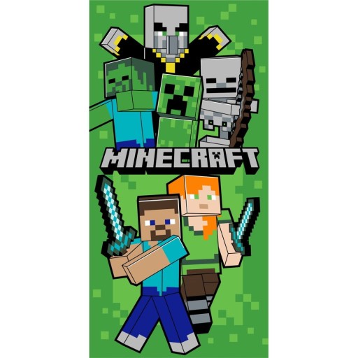Prosop pentru copii, verde, din bumbac 70x140 cm Minecraft Let´s Survive – Jerry Fabrics
