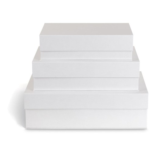 Cutii de depozitare albe 3 buc. din carton cu capac, decorative 42,5x29,5x13 cm Kian Paper Laminate – Bigso