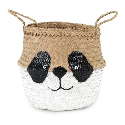 Coș de jucării pentru copii alb/în culoare naturală din iarbă-de-mare ø 25x24 cm Panda – Compactor