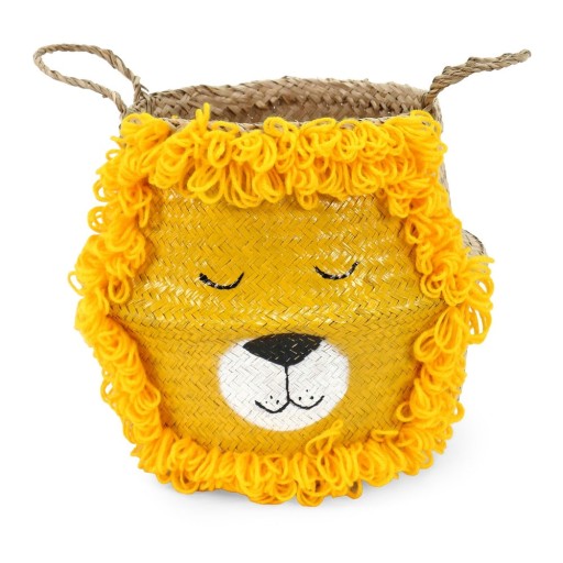 Coș de jucării pentru copii galben/în culoare naturală din iarbă-de-mare ø 30x28 cm Lion – Compactor