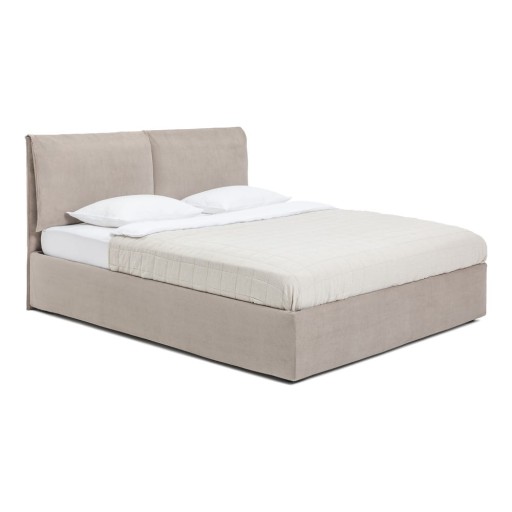 Pat dublu tapițat taupe cu spațiu de depozitare cu saltea / somieră 180x200 cm Thessa Pillow - Bonami Selection