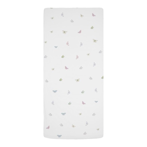 Cearceaf pentru copii alb din bumbac satinat pentru pat de o persoană cu elastic 90x200 cm Flowers Around Me – Butter Kings