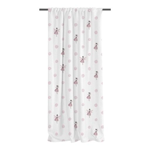 Draperie pentru copii albă-roz din bumbac satinat 110x170 cm Pink Girl – Butter Kings