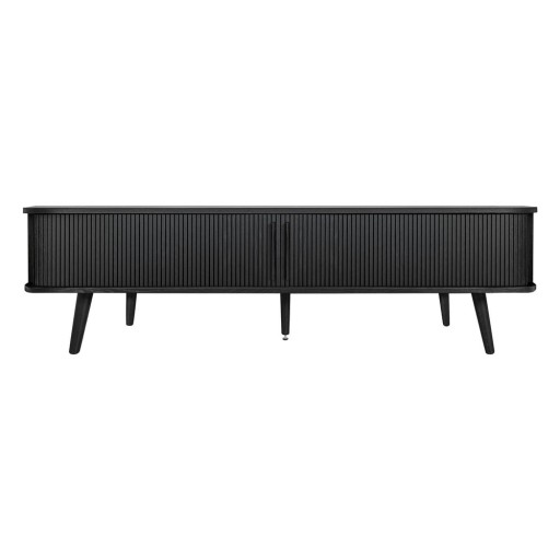 Comodă TV neagră cu aspect de lemn de stejar 178x50x40 cm Rove – Woodman