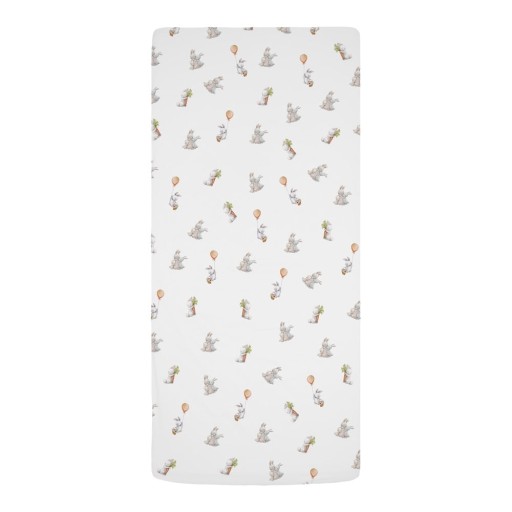 Cearceaf pentru copii alb din bumbac satinat pentru pătuț cu elastic 60x120 cm Hugging Bunnies – Butter Kings