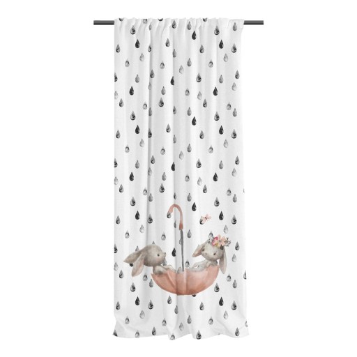 Draperie pentru copii albă din bumbac satinat 110x250 cm Bunnies in the Rain – Butter Kings