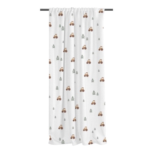 Draperie pentru copii albă din bumbac satinat 110x170 cm Winter Tractor – Butter Kings