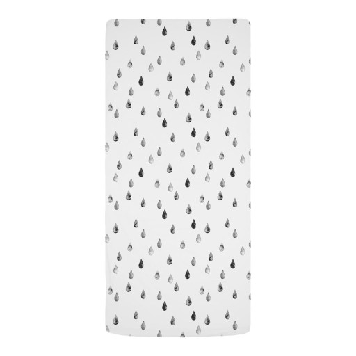 Cearceaf pentru copii alb-negru din bumbac satinat pentru pat de o persoană cu elastic 90x200 cm Bunnies in the Rain – Butter Kings
