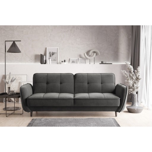 Canapea extensibila 3 locuri ELTAP, SO-BEL-06LO, Bellis, 220x90x83 cm, lemn/poliester, gri inchis