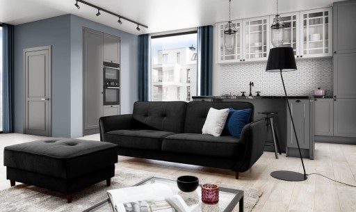 Canapea extensibila 3 locuri ELTAP, SO-BEL-10LO, Bellis, 220x90x83 cm, lemn/poliester, negru