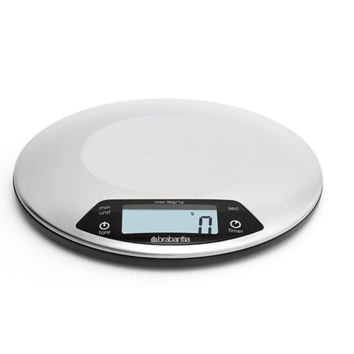 Cantar de bucatarie, Brabantia, Matt, 20x2.4 cm, inox, argintiu mat