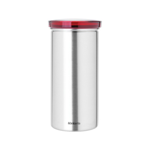 Organizator pentru 18 capsule de cafea, Brabantia, Matt Fingerprint Proof , 8.5x17 cm, inox, argintiu mat/rosu