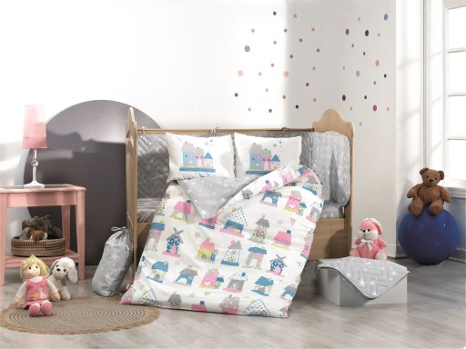Lenjerie de pat pentru copii 4 piese, Felix - Pink, Hobby, Bumbac Poplin