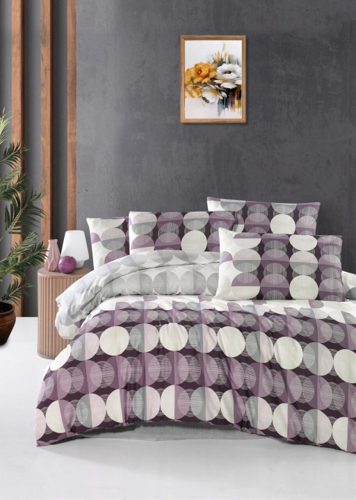 Lenjerie de pat pentru o persoana, L'essentiel Maison, Modya, Alb / Mov / Gri