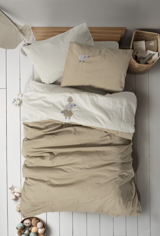 Lenjerie de pat pentru copii, Lamp - Beige, Cotton Box, Bumbac