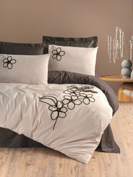 Lenjerie de pat dubla, Panos - Brown, Cotton Box, Bumbac Ranforce