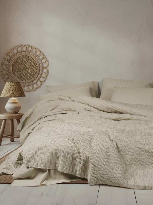 Lenjerie de pat dubla, L&#039;essentiel Maison, Sungai, Bej