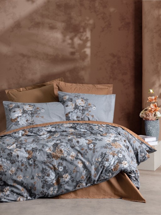 Lenjerie de pat pentru o persoana, Lenora - Brown, Cotton Box, Bumbac Ranforce