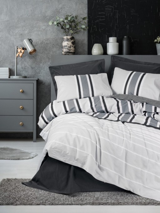 Lenjerie de pat pentru o persoana, Nobby - Anthracite, Cotton Box, Bumbac Ranforce