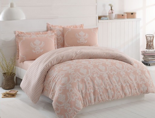 Lenjerie de pat dubla 3 piese, Pure - Powder, EnLora Home, 65% bumbac/35% poliester