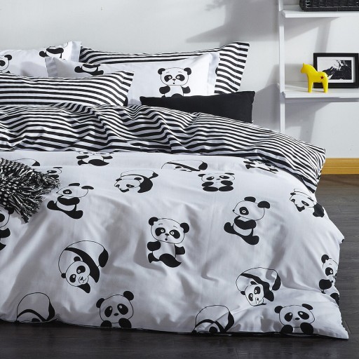Lenjerie de pat dubla, Panda, Eponj Home, 65% bumbac/35% poliester