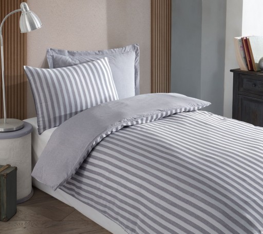 Lenjerie de pat pentru o persoana 2 piese, Road Potlu - Light Grey, EnLora Home, Bumbac;Poliester