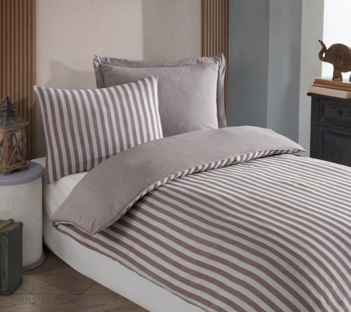 Lenjerie de pat pentru o persoana 2 piese, Road Potlu - Brown, EnLora Home, Bumbac;Poliester