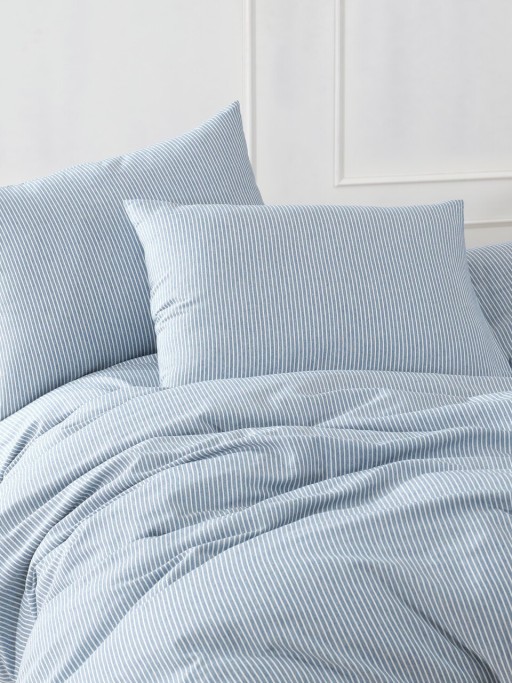 Lenjerie de pat dubla, L&#039;essentiel Maison, Lizbon, Bumbac;Poliester, Albastru