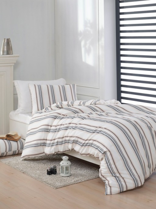 Lenjerie de pat pentru o persoana 2 piese, Nairobi - Cream, EnLora Home, Bumbac;Poliester