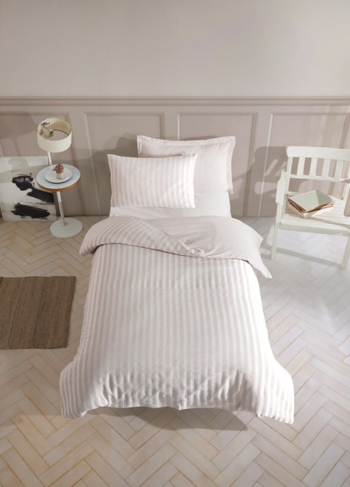 Lenjerie de pat pentru o persoana, Road Potlu - Beige, EnLora Home, Bumbac;Poliester