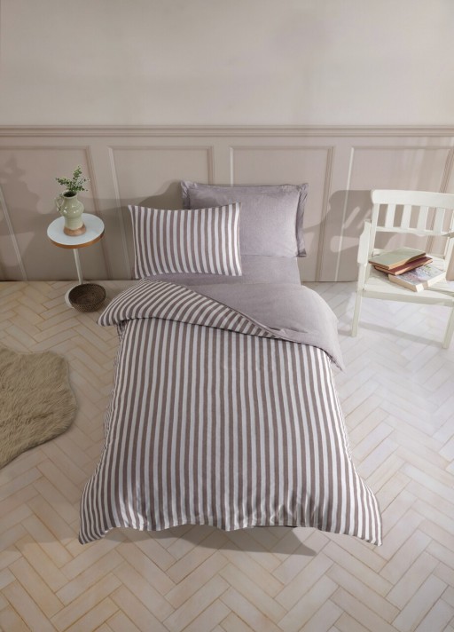Lenjerie de pat pentru o persoana, Road Potlu - Brown, EnLora Home, Bumbac;Poliester