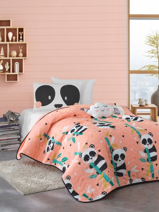 Set cuvertura Single 160x220 cm, 2 piese, Panida - Pink, EnLora Home, 65% bumbac/35% poliester