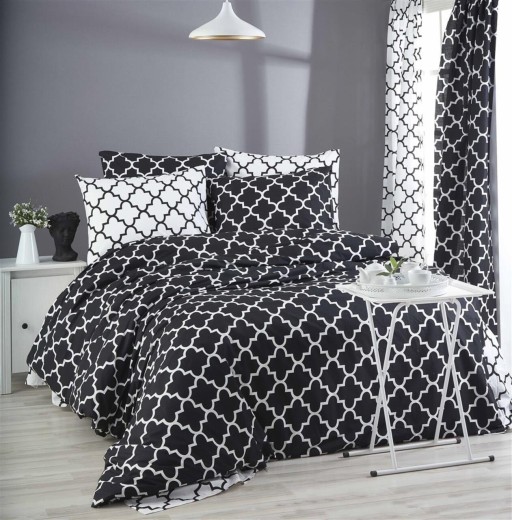 Lenjerie de pat pentru o persoana, Madalyon - Black, Pearl Home, Bumbac Ranforce