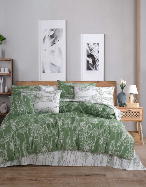 Lenjerie de pat dubla, Lara - Green, Pearl Home, Bumbac Ranforce