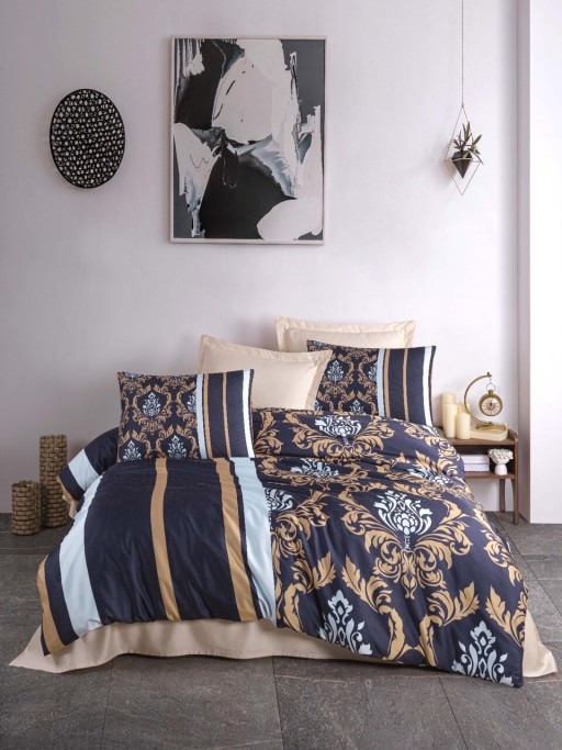 Lenjerie de pat dubla 3 piese, 487, Pearl Home, Poliester Satinat