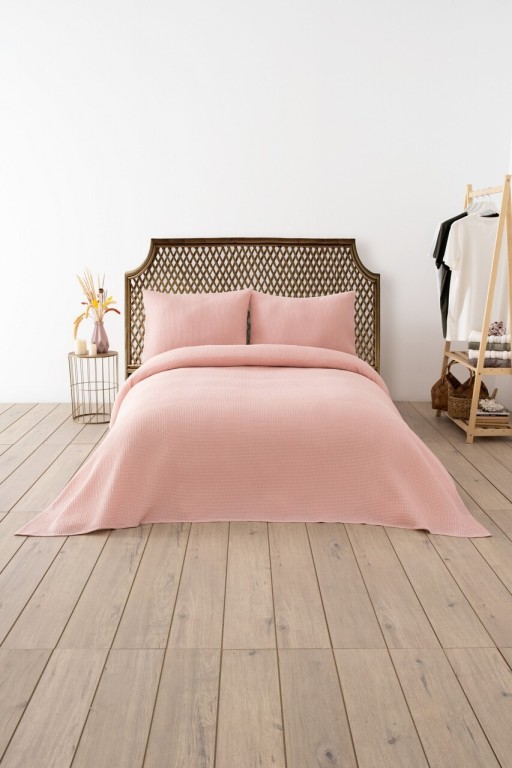 Cuvertura matlasata dubla, Waffle - Powder, DC Home, 70% bumbac/30% poliester