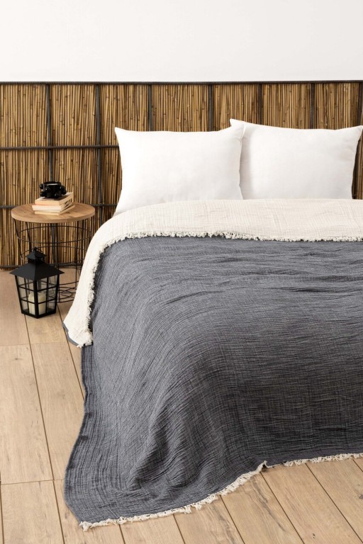 Cuvertura matlasata dubla, Muslin - Anthracite, DC Home, Bumbac